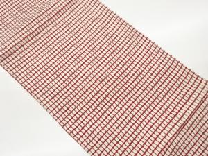 塩瀬格子模様開き名古屋帯（額縁仕立て）